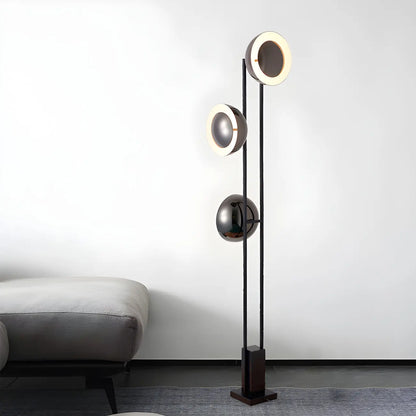 3-Light Black Floor Lamp with White Light for Living Room