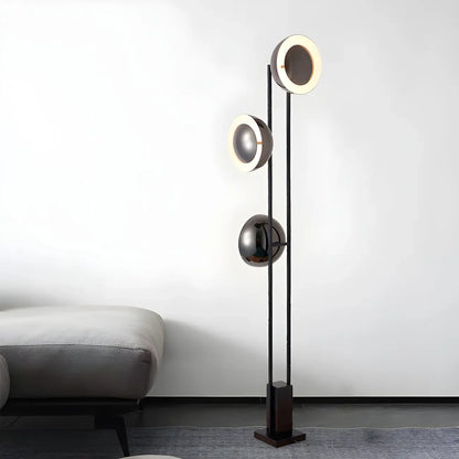 3-Light Black Floor Lamp with White Light for Living Room