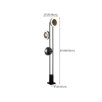 3-Light Black Floor Lamp with White Light for Living Room