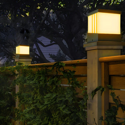 Stylish White Cube Solar Black Outdoor Post Lights