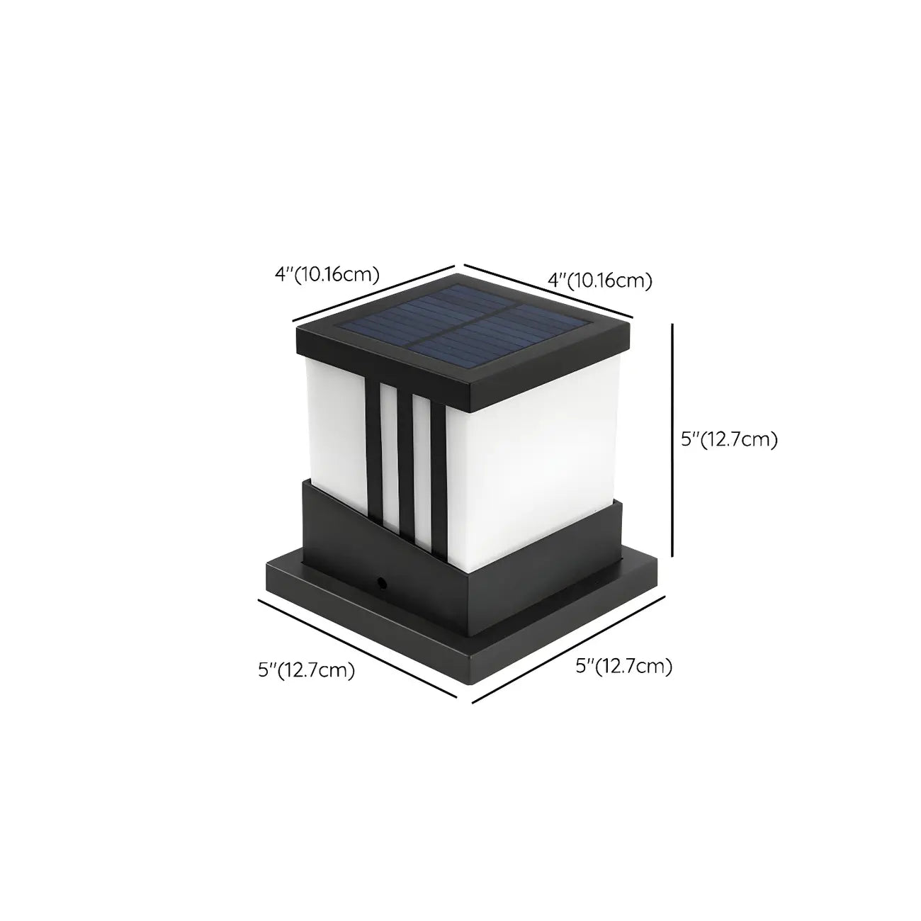 Stylish White Cube Solar Black Outdoor Post Lights