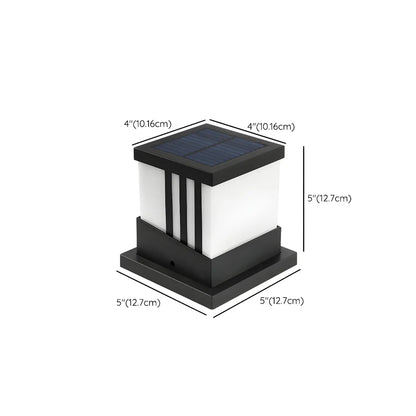 Stylish White Cube Solar Black Outdoor Post Lights
