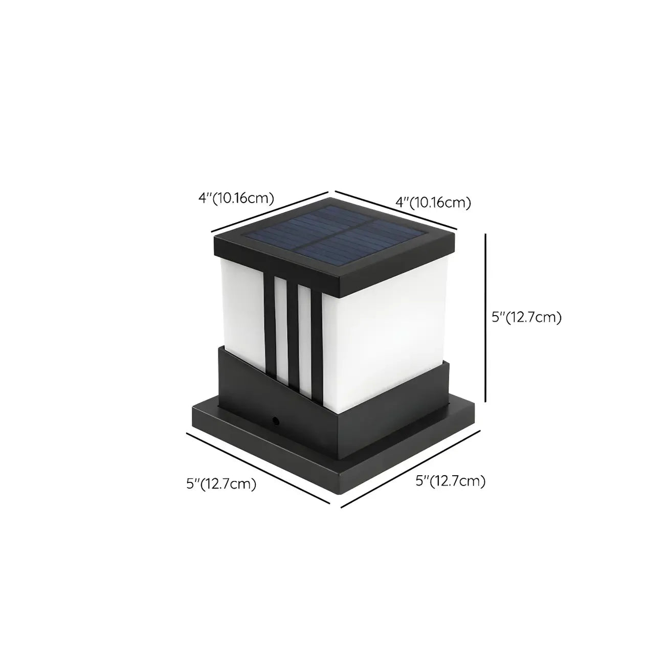 Stylish White Cube Solar Black Outdoor Post Lights