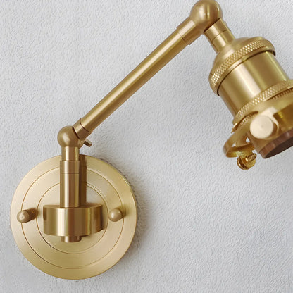 Vintage Brass Glass Adjustable Swing Arm Wall Light