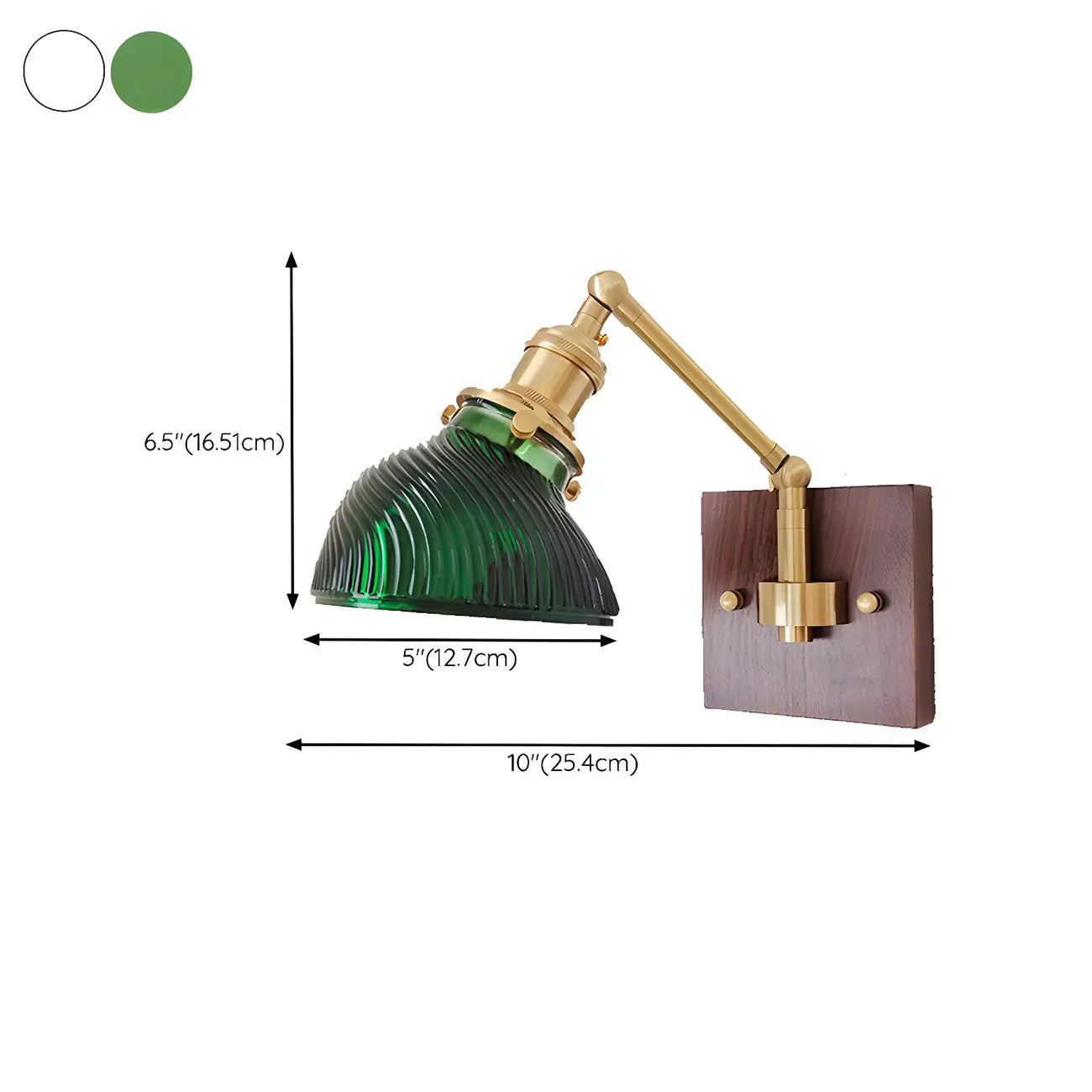 Vintage Brass Glass Adjustable Swing Arm Wall Light