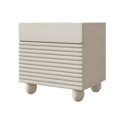 Narrow Cubic 2-Drawer Wood Small Bedside Table