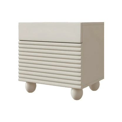 Narrow Cubic 2-Drawer Wood Small Bedside Table
