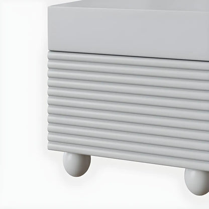 Narrow Cubic 2-Drawer Wood Small Bedside Table