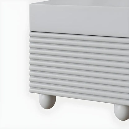 Narrow Cubic 2-Drawer Wood Small Bedside Table