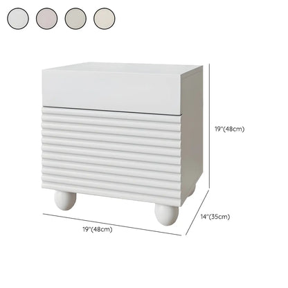 Narrow Cubic 2-Drawer Wood Small Bedside Table
