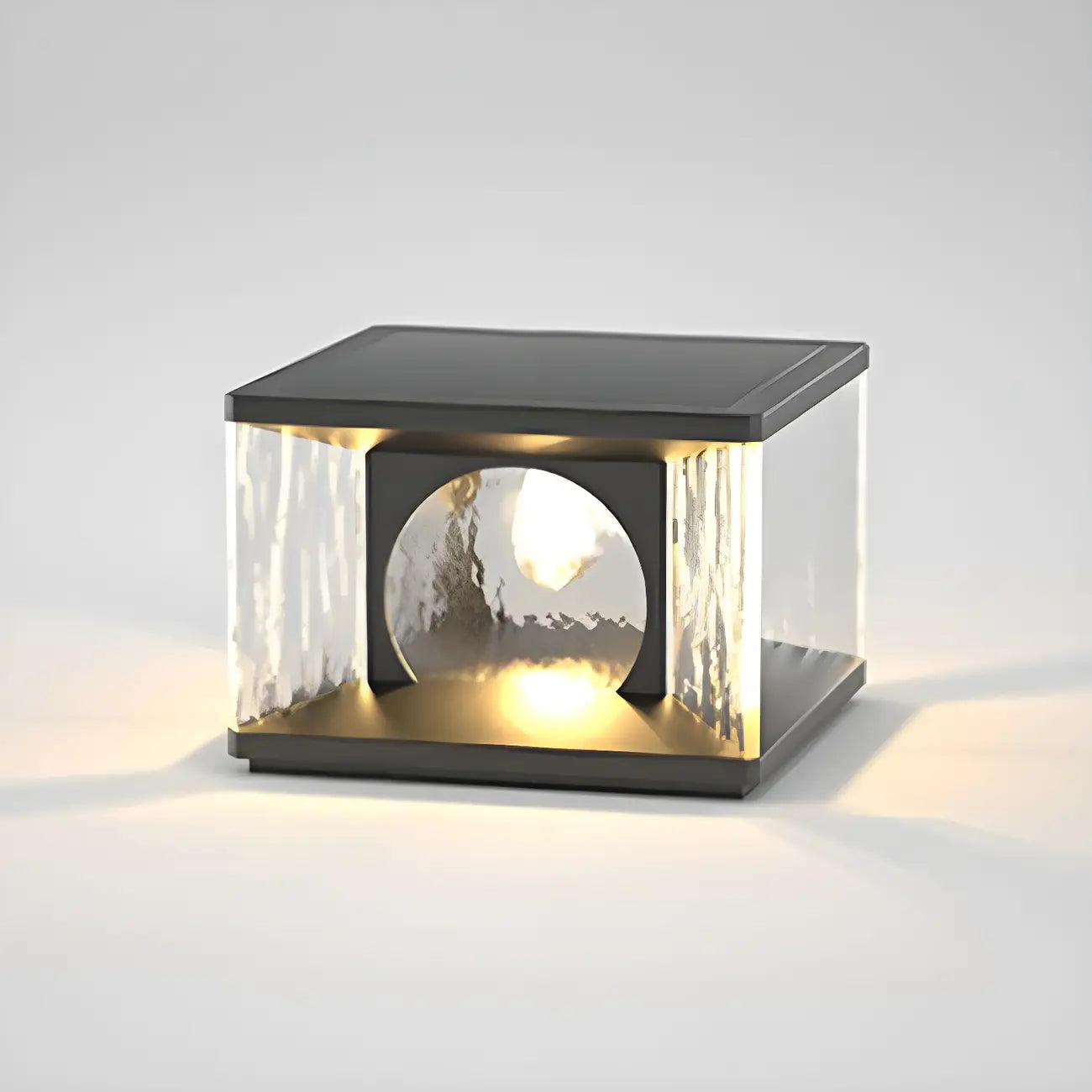 Black Metal Clear Glass Square Wired Post Cap Light