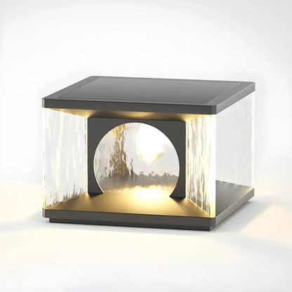Black Metal Clear Glass Square Wired Post Cap Light