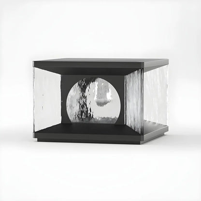 Black Metal Clear Glass Square Wired Post Cap Light