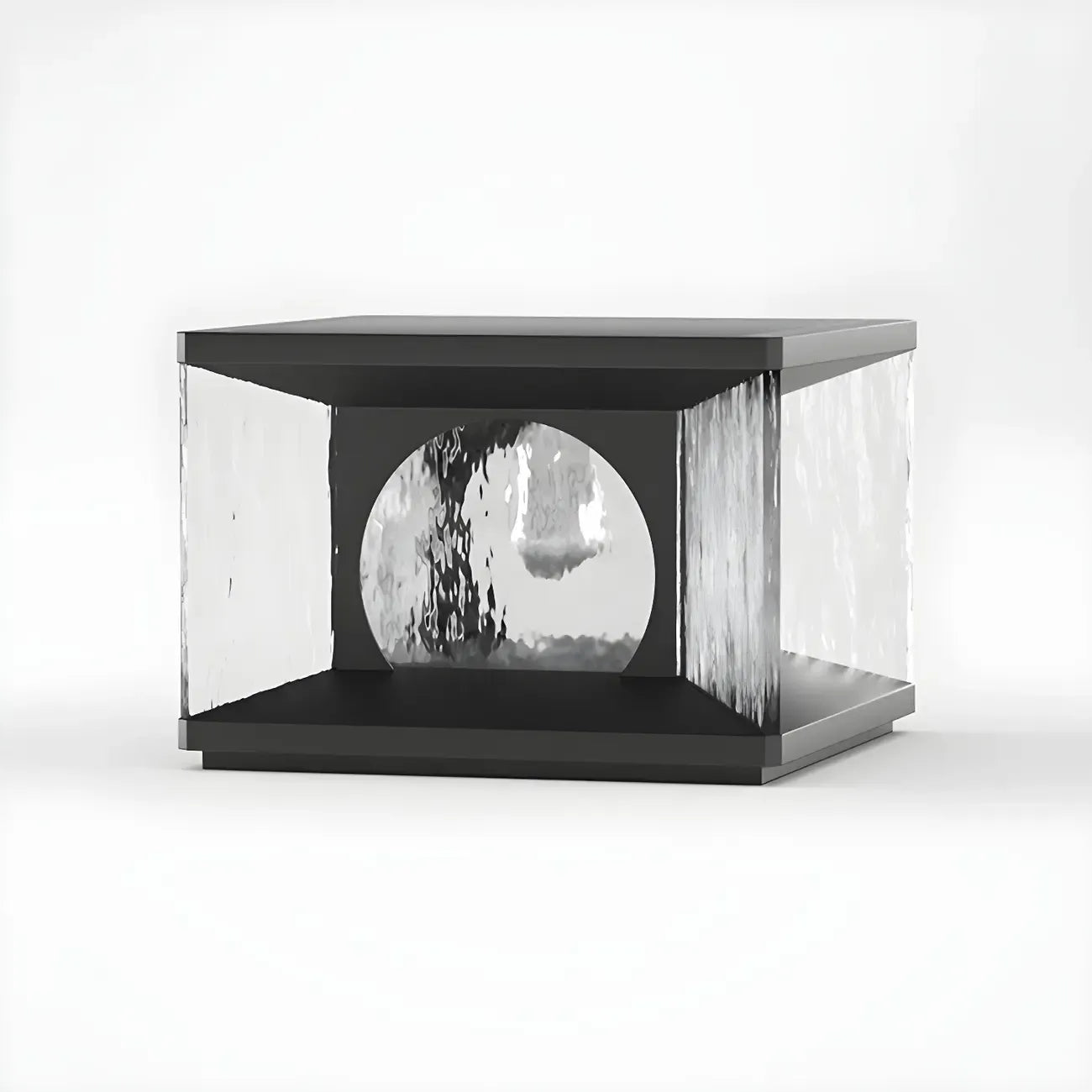 Black Metal Clear Glass Square Wired Post Cap Light