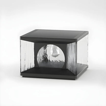 Black Metal Clear Glass Square Wired Post Cap Light