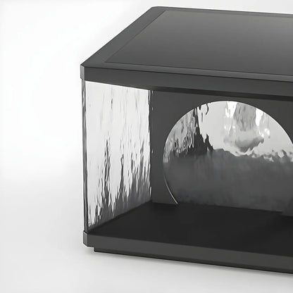 Black Metal Clear Glass Square Wired Post Cap Light