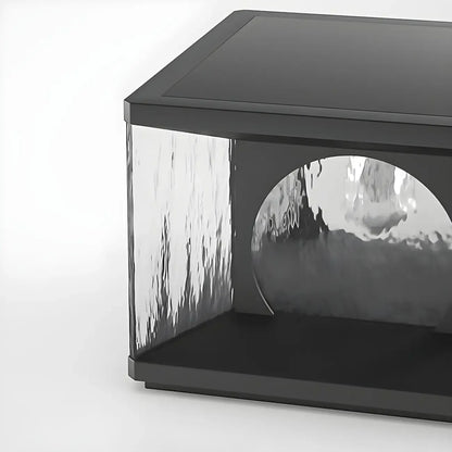 Black Metal Clear Glass Square Wired Post Cap Light
