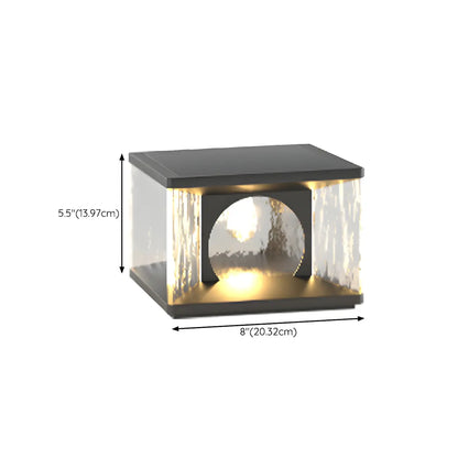 Black Metal Clear Glass Square Wired Post Cap Light