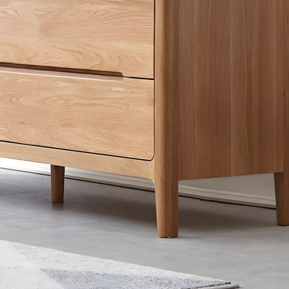 Traditional Natural Oak Wood Double Dresser for Bedroom