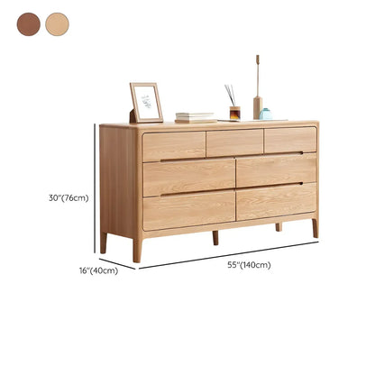 Traditional Natural Oak Wood Double Dresser for Bedroom
