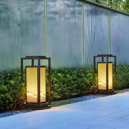 Elegant Vertical Open Rectangle Shade Post Cap Light