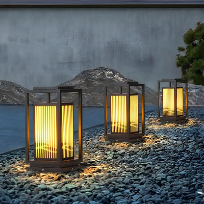 Elegant Vertical Open Rectangle Shade Post Cap Light