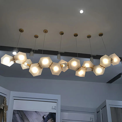 Simple Modern Glass Hexagonal Island Pendant Light