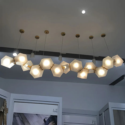 Simple Modern Glass Hexagonal Island Pendant Light
