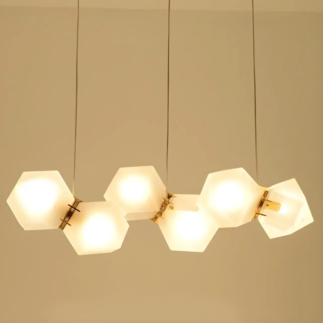 Simple Modern Glass Hexagonal Island Pendant Light