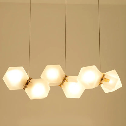 Simple Modern Glass Hexagonal Island Pendant Light