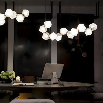 Simple Modern Glass Hexagonal Island Pendant Light