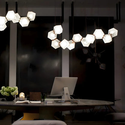 Simple Modern Glass Hexagonal Island Pendant Light