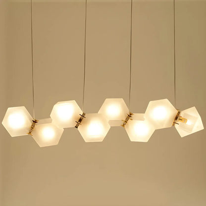 Simple Modern Glass Hexagonal Island Pendant Light