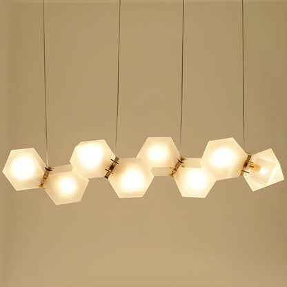 Simple Modern Glass Hexagonal Island Pendant Light