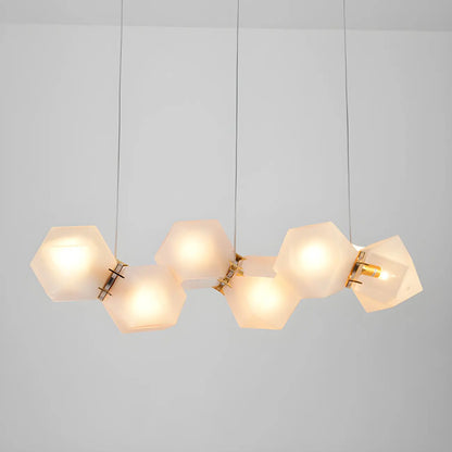 Simple Modern Glass Hexagonal Island Pendant Light