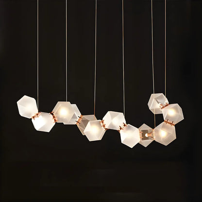 Simple Modern Glass Hexagonal Island Pendant Light