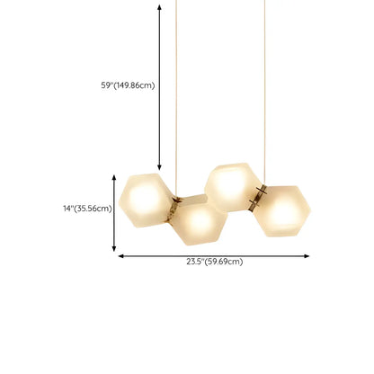 Simple Modern Glass Hexagonal Island Pendant Light