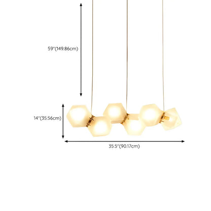 Simple Modern Glass Hexagonal Island Pendant Light