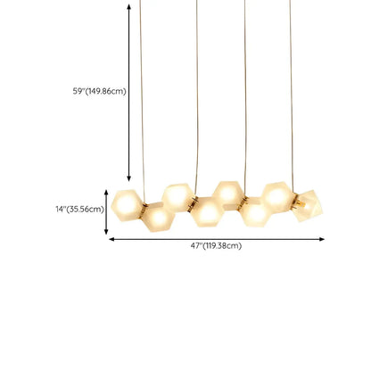 Simple Modern Glass Hexagonal Island Pendant Light