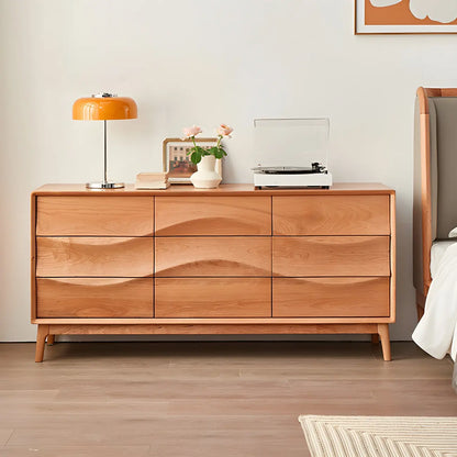 Nordic Natural Wooden Double Dresser in Wave Art