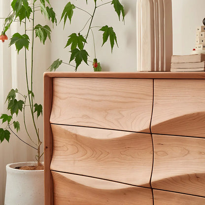 Nordic Natural Wooden Double Dresser in Wave Art