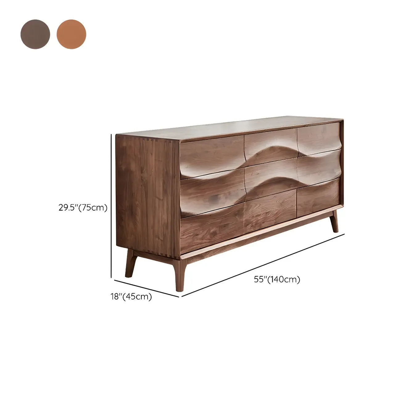 Nordic Natural Wooden Double Dresser in Wave Art