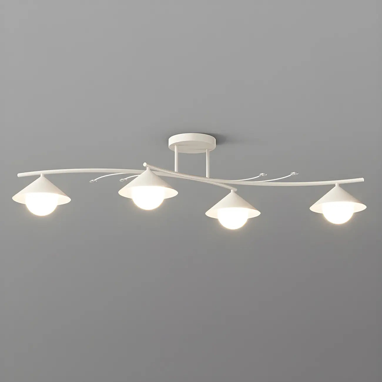 Sleek Modern White Metal Island Pendant Light