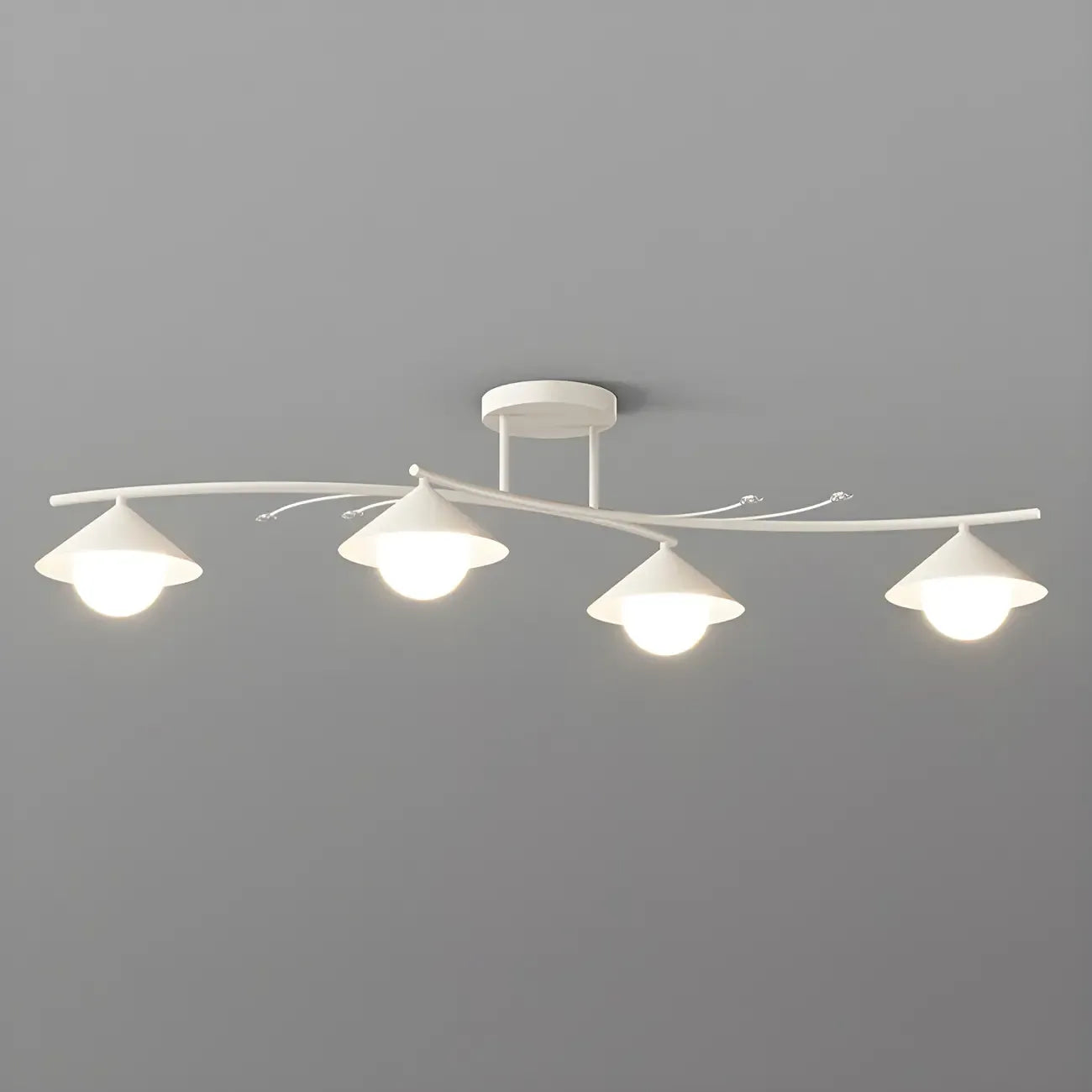Sleek Modern White Metal Island Pendant Light