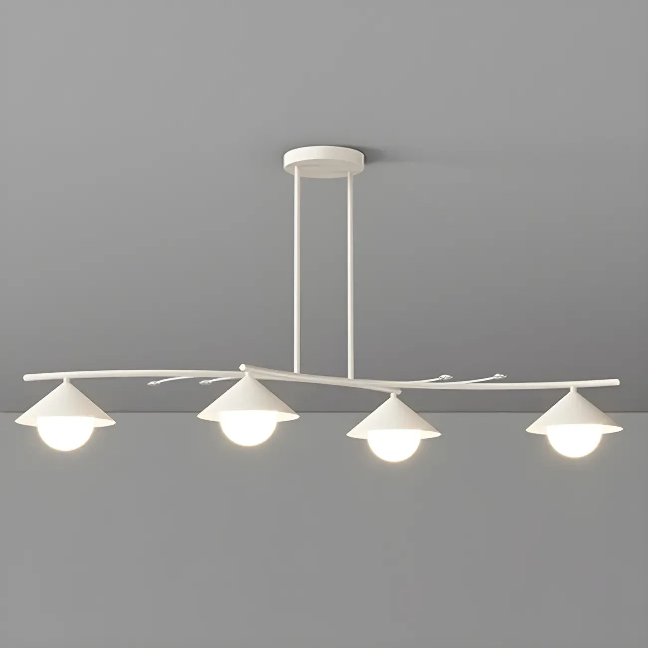 Sleek Modern White Metal Island Pendant Light