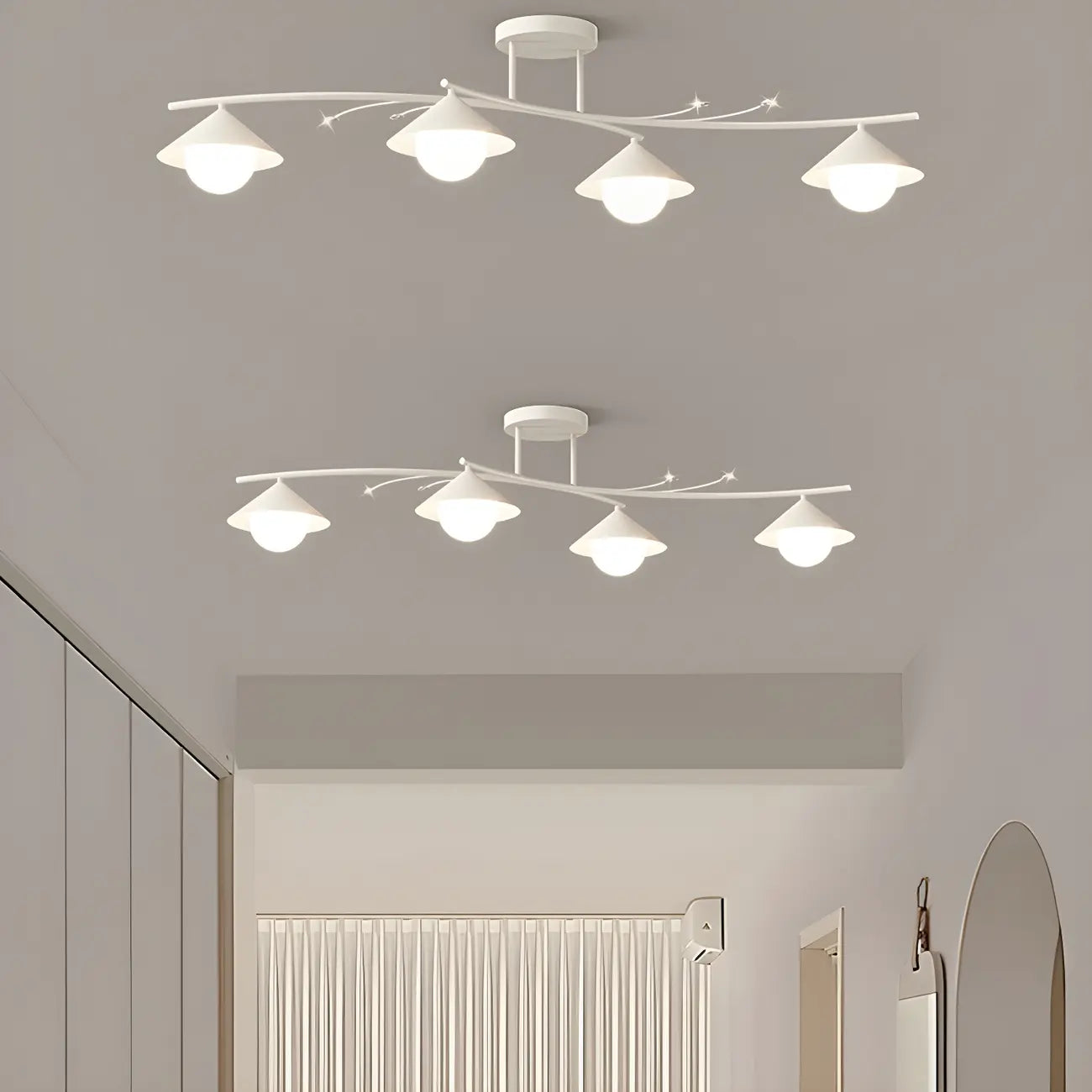 Sleek Modern White Metal Island Pendant Light