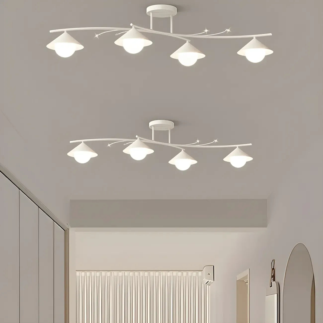 Sleek Modern White Metal Island Pendant Light