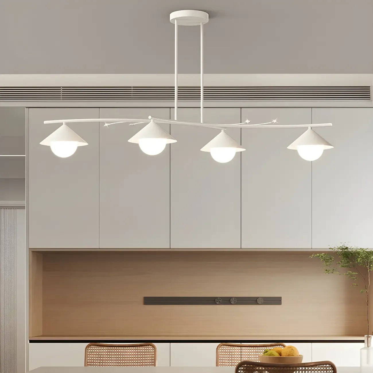 Sleek Modern White Metal Island Pendant Light
