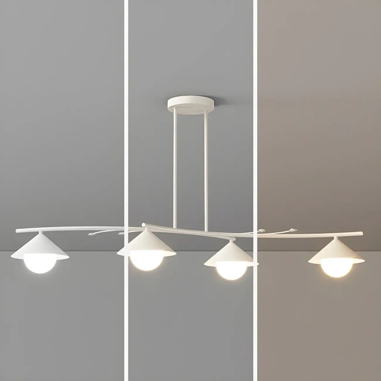 Sleek Modern White Metal Island Pendant Light