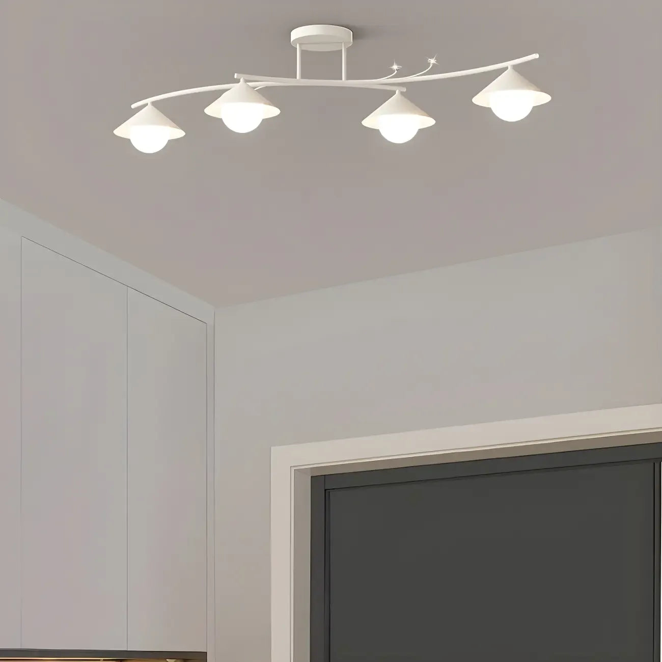 Sleek Modern White Metal Island Pendant Light